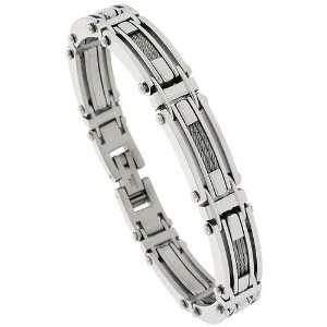   Surgical Stainless Steel Cable & Bar Bracelet, 1/2 inch (12 mm) wide