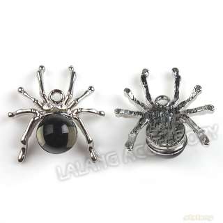 12 Black Stone Abdomen Spider Pendant Charm 25mm 140666  