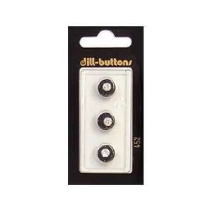  Dill Buttons 10mm Shank Rhinestone Black 3 pc (6 Pack 