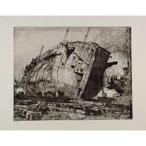  1912 Print Ship Demolition Hannibal Shipyard Brangwyn 