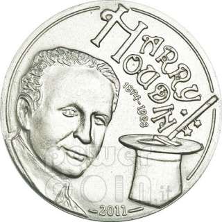 HARRY HOUDINI Magic Coin Box Silver Coin 2$ Palau 2011  