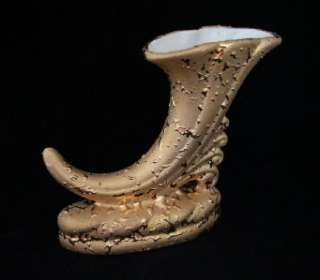 Stunning Vintage Weeping Gold Horn of Plenty Pottery Vase  