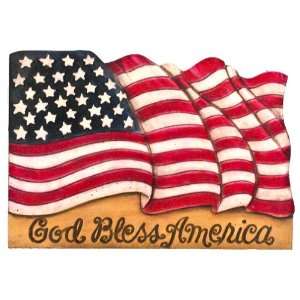  God Bless America Flag wall plaque, made in USA