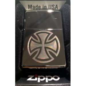  Zippo Custom Lighter   Iron Chopper Cross Logo Hi Polish 