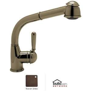   Faucet with 9 5/8 Inch Reach Long Handspray and Hose, Tuscan Brass