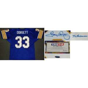  Tony Dorsett Signed Blue Pitt Jersey w/Heisman76 Sports 