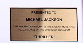 Michael Jackson Thriller Gold Record Award non Riaa cd lp  