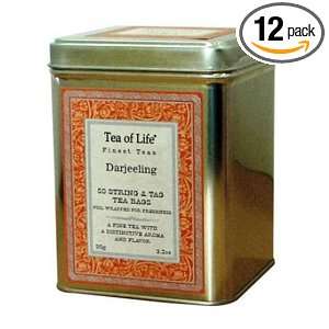 Tea Of Life Darjeeling, 50 Count, 3.1 Ounce Tin (Pack of 12)