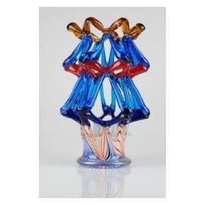 Glass Vase Red & Blue Amazing 100% Handblown Art X546  