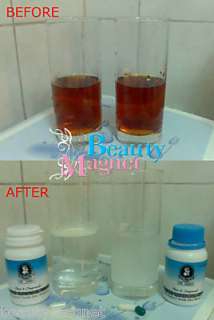 Boththe glutathione capsules cleared the dark water which means 
