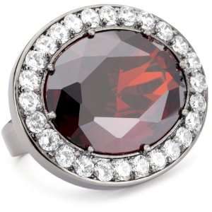  nOir Two Finger Midnight Ice Red Statement Ring, Size 6 