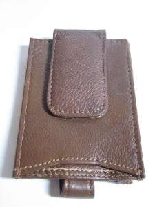 Brown Leather Magnetic Money Clip Wallet ID Card Holder  
