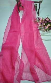 Brand New Linen Like Oblong Scarf Shawl Wrap Solid Pink  