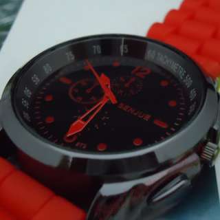  New Popular Mens Lady Red Slicone Band Wrist Watch 