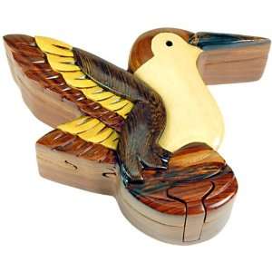   Bird Decor Hand Crafted Wood Inlay Puzzle Jewelry Box