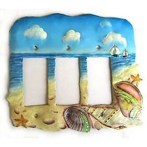  Painted Metal Shell Rocker Switchplate   3 Holes