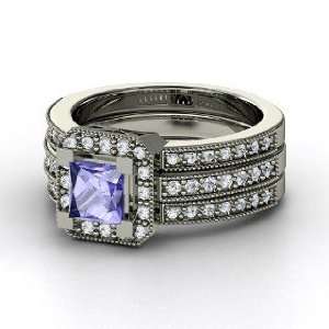  Va Voom Ring, Princess Tanzanite 14K White Gold Ring with 