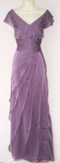 ADRIANNA PAPELL Woman Purple Mother Bride VNeck Ruched Formal Gown 