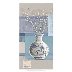  Blue Asian Collage IV Wendy Russell. 13.00 inches by 25 