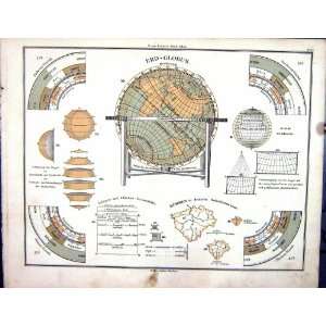  Emil Von SydowS Schul Atlas 1870 Erd Globus Bohem Planet 