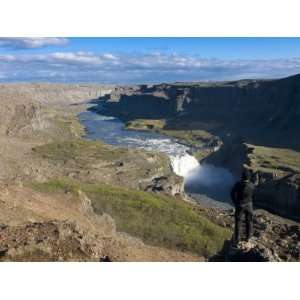  View over Gorges and Volcano Craters Filled with Water, Iceland 