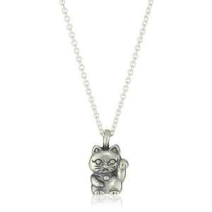   Dogeared Jewels & Gifts Reminder Silver Lucky Cat Charm Necklace