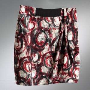 NWT~SIMPLY VERA WANG Faux Wrap Swirl Skirt~Red/Gray/Black~See Sizes~$ 