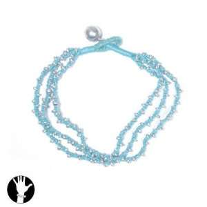 sg paris women bracelet bracelet 21 cm 3 rows silver turquoise fabrics