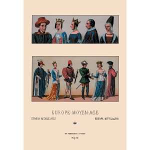  Civil Costumes of the French Nobility, 1364 1461 #1 12X18 