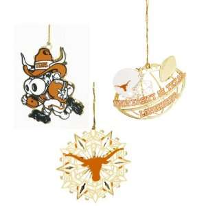  Baldwin University of Texas Sports Ornaments, Set of 3 