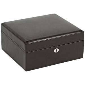 London Collection Square Cocoa Leather Jewelry Box