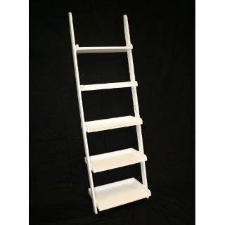 Tier Leaning Wall Shelf Ladder Shelf in White