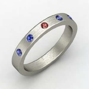  Anahit Band, Round Red Garnet Sterling Silver Ring with 