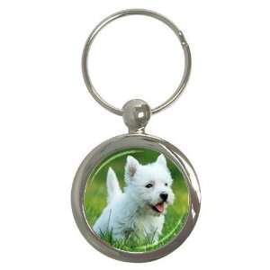  Westie Puppy Dog 6 Round Key Chain AA0646 