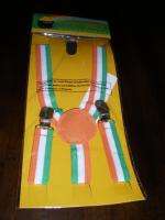 IRISH Flag Colors SUSPENDERS New COSTUME Clips Braces IRELAND ST 