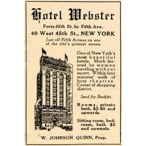  1918 Ad Hotel Webster Fifth Avenue New York Rates Rooms 