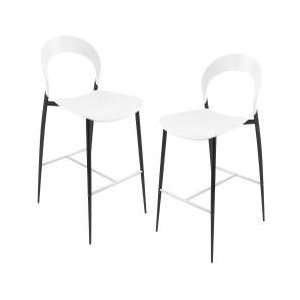  White Moonrise Barstool with Black Legs (Set of 2 