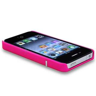 Pink Rubber Hard Case Cover w/ Chrome Hole+PRIVACY Protector for 