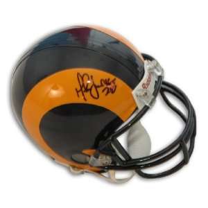  Marshall Faulk Signed Mini Helmet   Throwback Yellow Horn 
