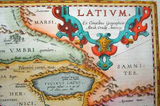 1624 ORTELIUS Map ANCIENT LAZIO Italy Roman Era LATIUM  
