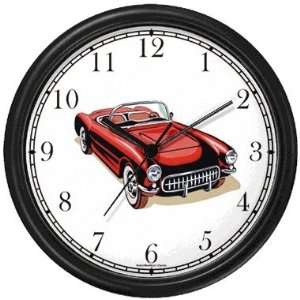 Vintage Red Sports Car No.1 Wall Clock by WatchBuddy Timepieces (White 