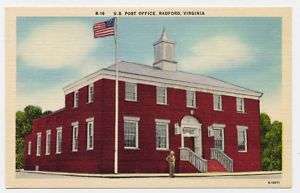 1939 RADFORD VA n Blacksburg old Post Office postcard  