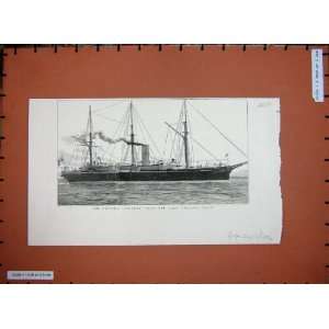   1890 H.M Cruiser Ship Serpent Cape Villano Spain Sea