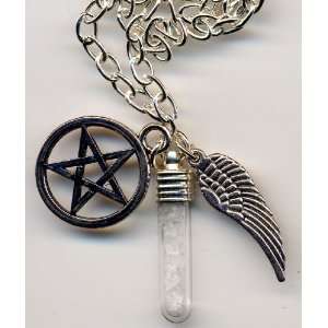  Supernatural ROCK SALT PENTAGRAM & ANGEL WING NECKLACE 