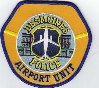 AIRPORT UNIT, DES MOINES IOWA POLICE DEPARTMENT SHOULDER PATCH  