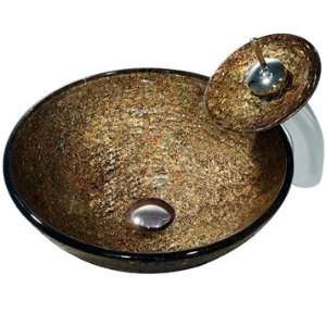  Vigo Textured Copper Vessel Sink and Waterfall Faucet 