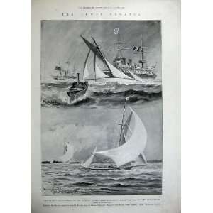  1900 QueenS Cup Sybarita Yacht Meteor Ship Satanita