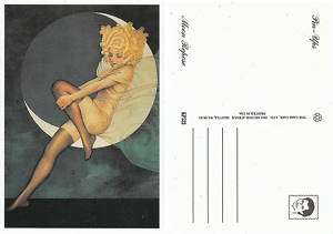 VINTAGE PIN UP ART POSTCARD MOON REPOSE  CARD CAFE USA  