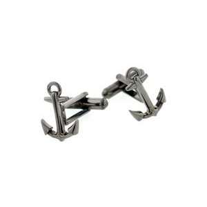  JJ Weston hematite finish anchor cufflinks. Made in the 