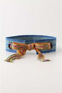 NEW anthropologie accessory bright sash belt AMAZING S M blue woven 